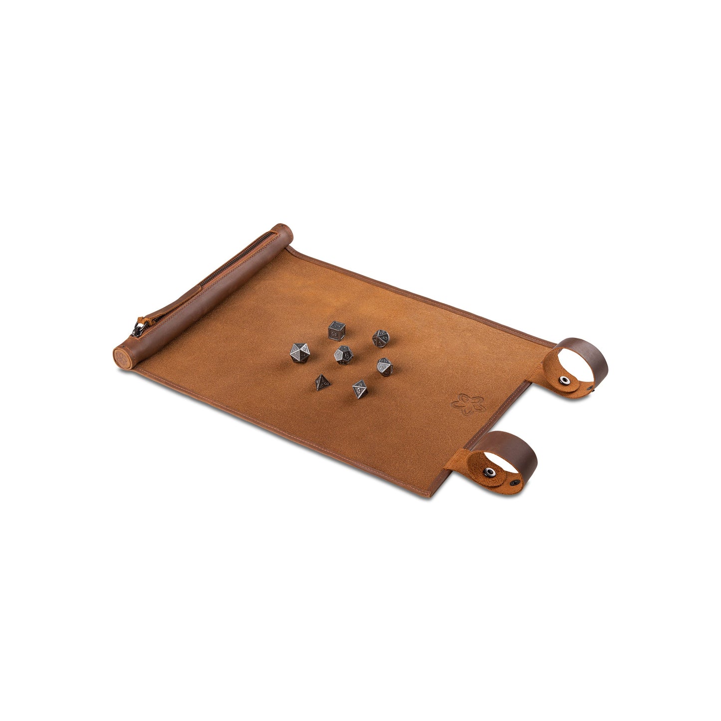 Roll Up RPG Dice Mat including Iron metal set - Pure Black
