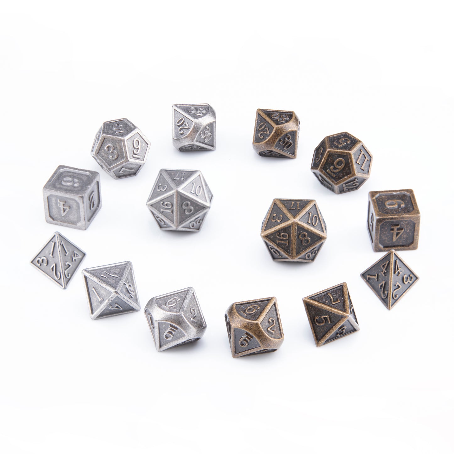 Roll Up RPG Dice Mat including Bronze + Iron metal set - Tobacco