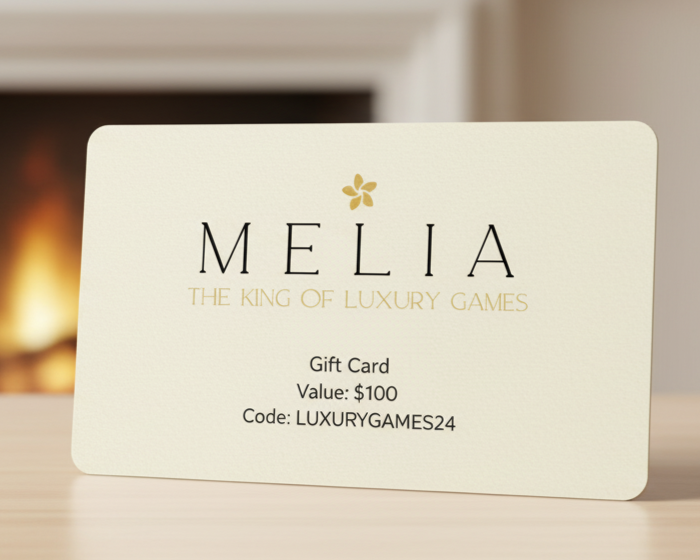 MELIA luxury gift card for handcrafted chess, backgammon and leather games