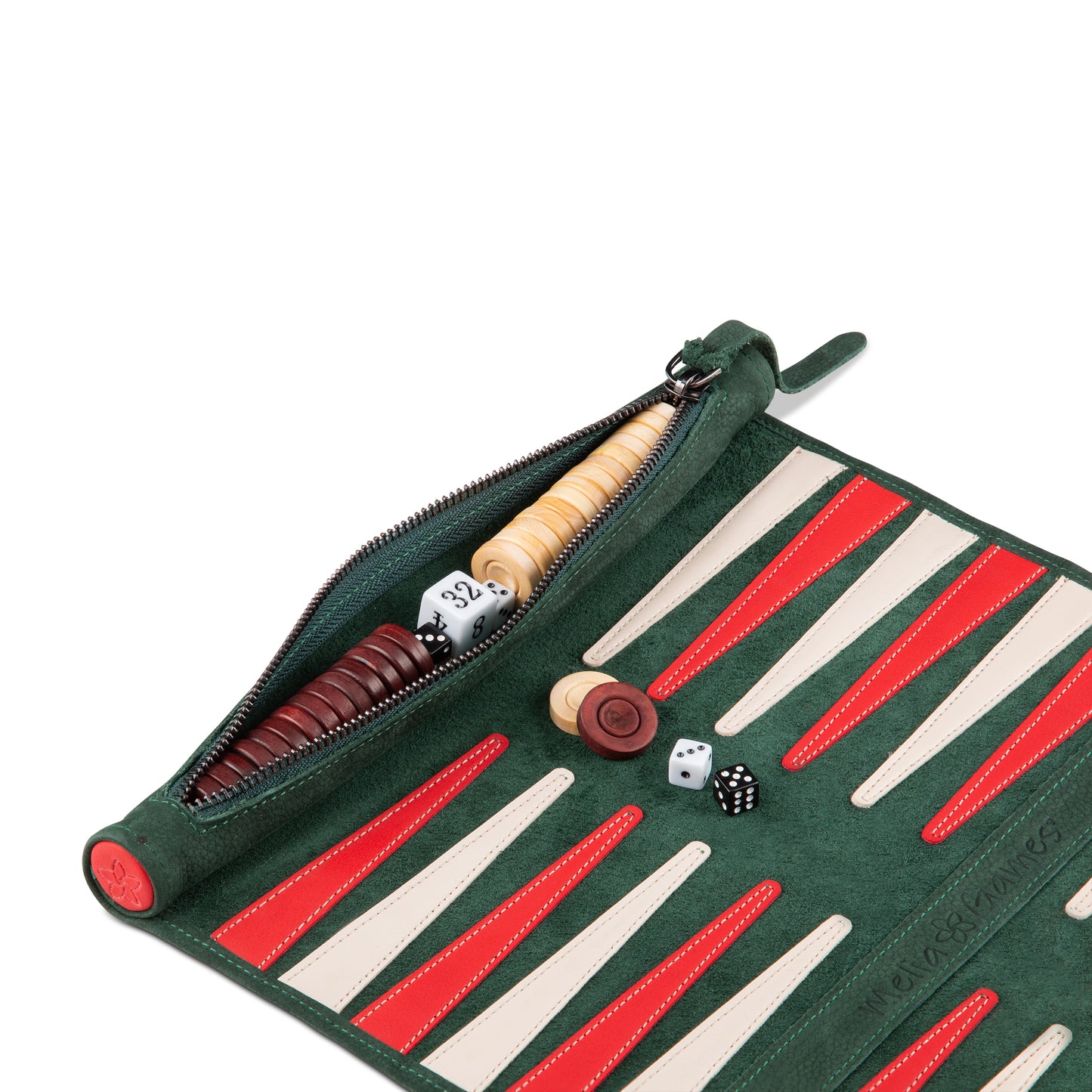 Roll up Leather Backgammon Set - Bella Italia - Full Leather Travel Version
