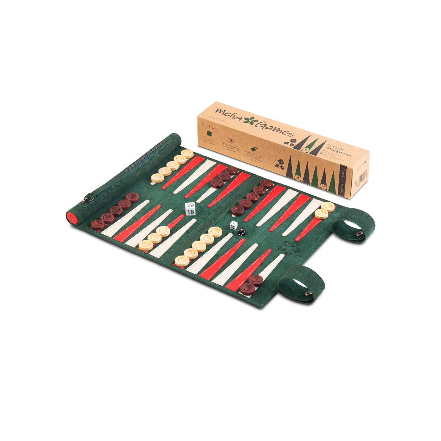 Roll up Leather Backgammon Set - Bella Italia - Full Leather Travel Version
