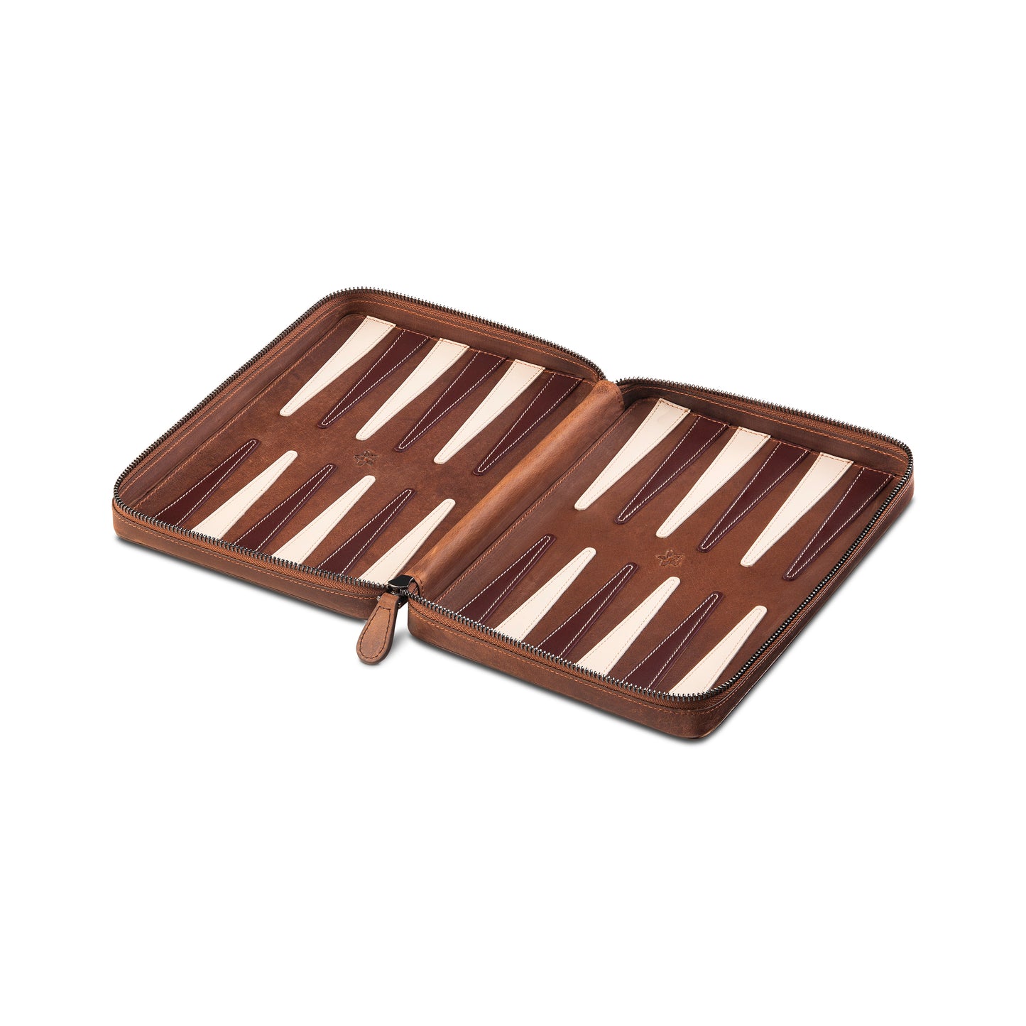 Deluxe Leather Backgammon Set - Vintage Edition Tobacco - Travel