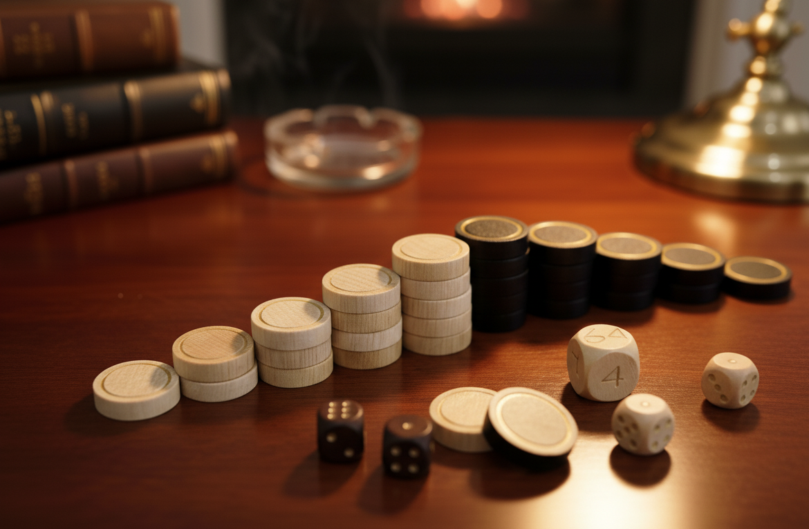 Checkers - 23mm Wood Set, with gold accents