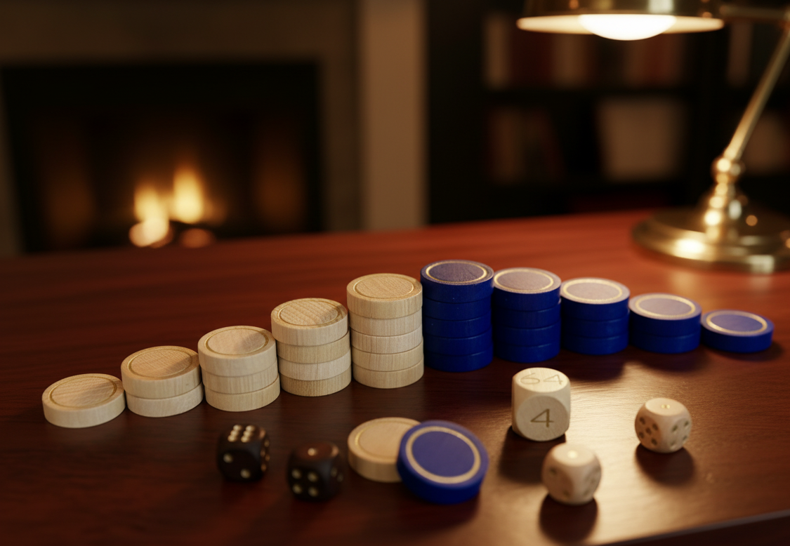 Checkers - 23mm Wood Set, with gold accents