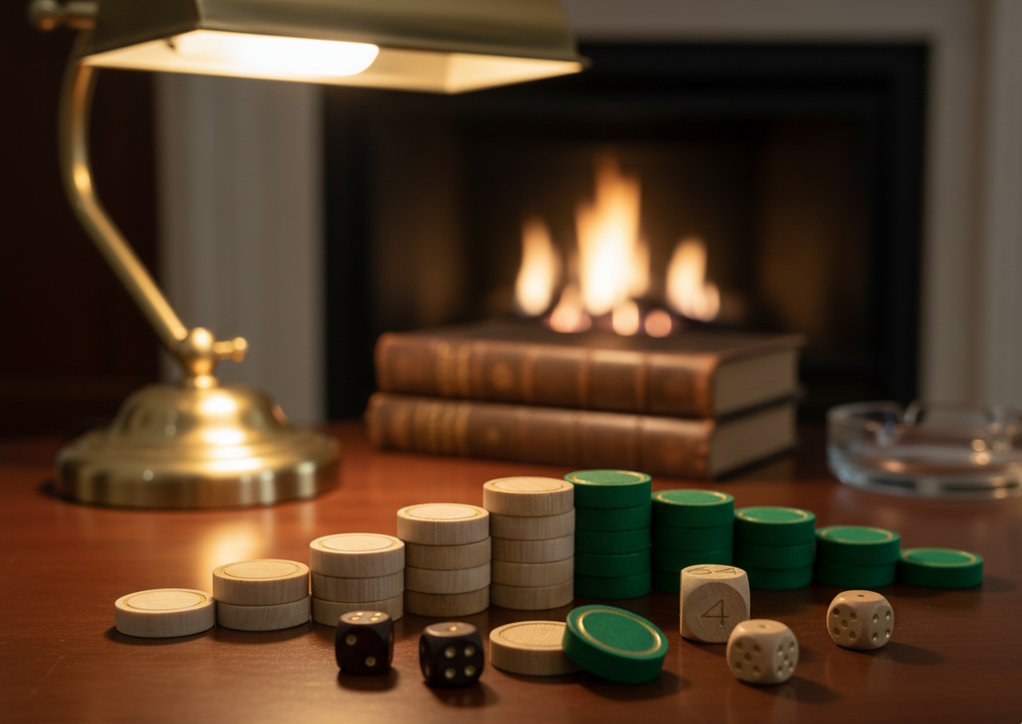 Checkers - 23mm Wood Set, with gold accents