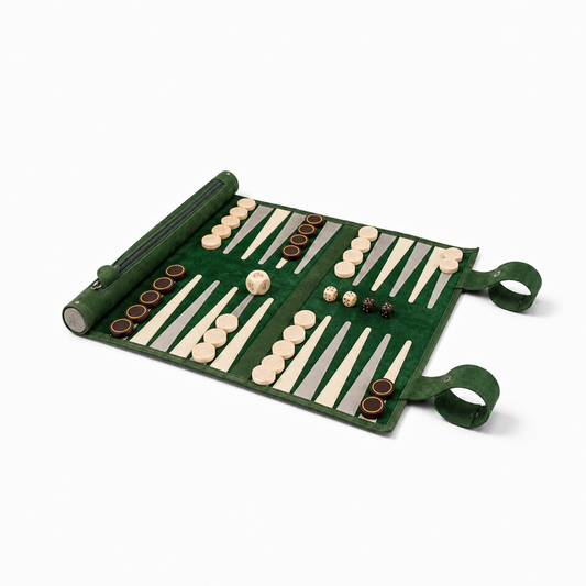 Leder Backgammon Set zum Aufrollen – Grande Dame