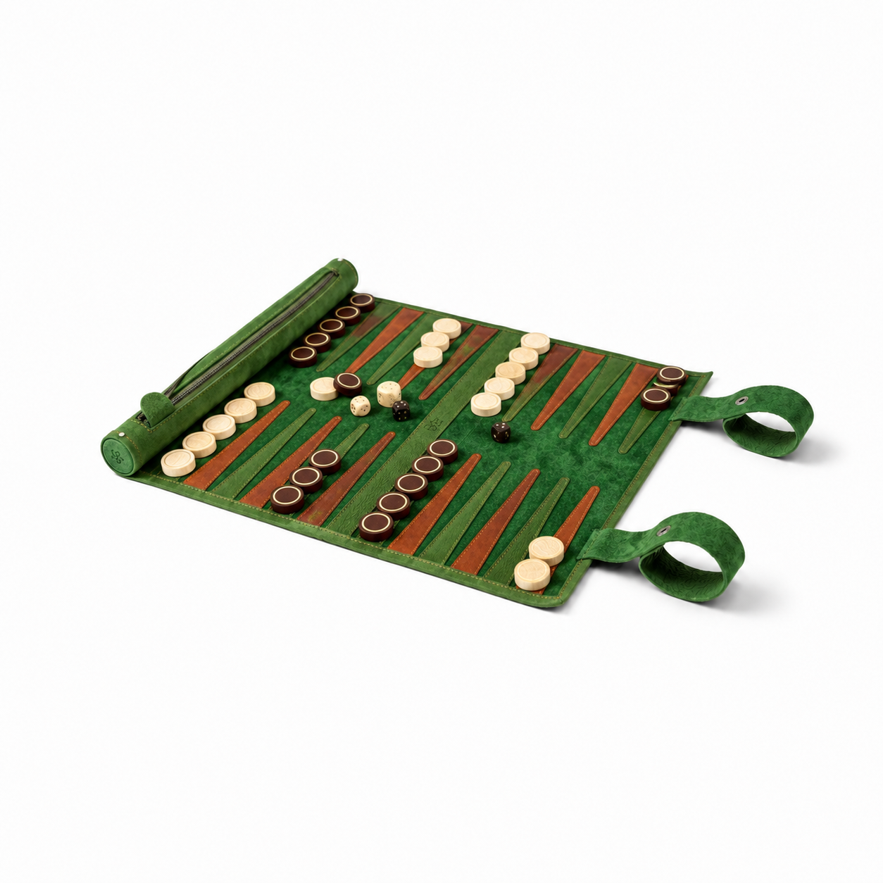 Roll up Leather Backgammon Set - Hunter