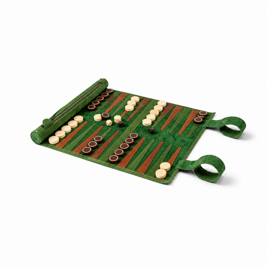 Backgammon-Reise-Set aus Leder - Hunter