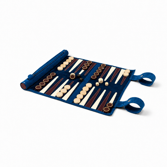 Reise-Backgammon-Set aus Leder zum Aufrollen – Les Bleus