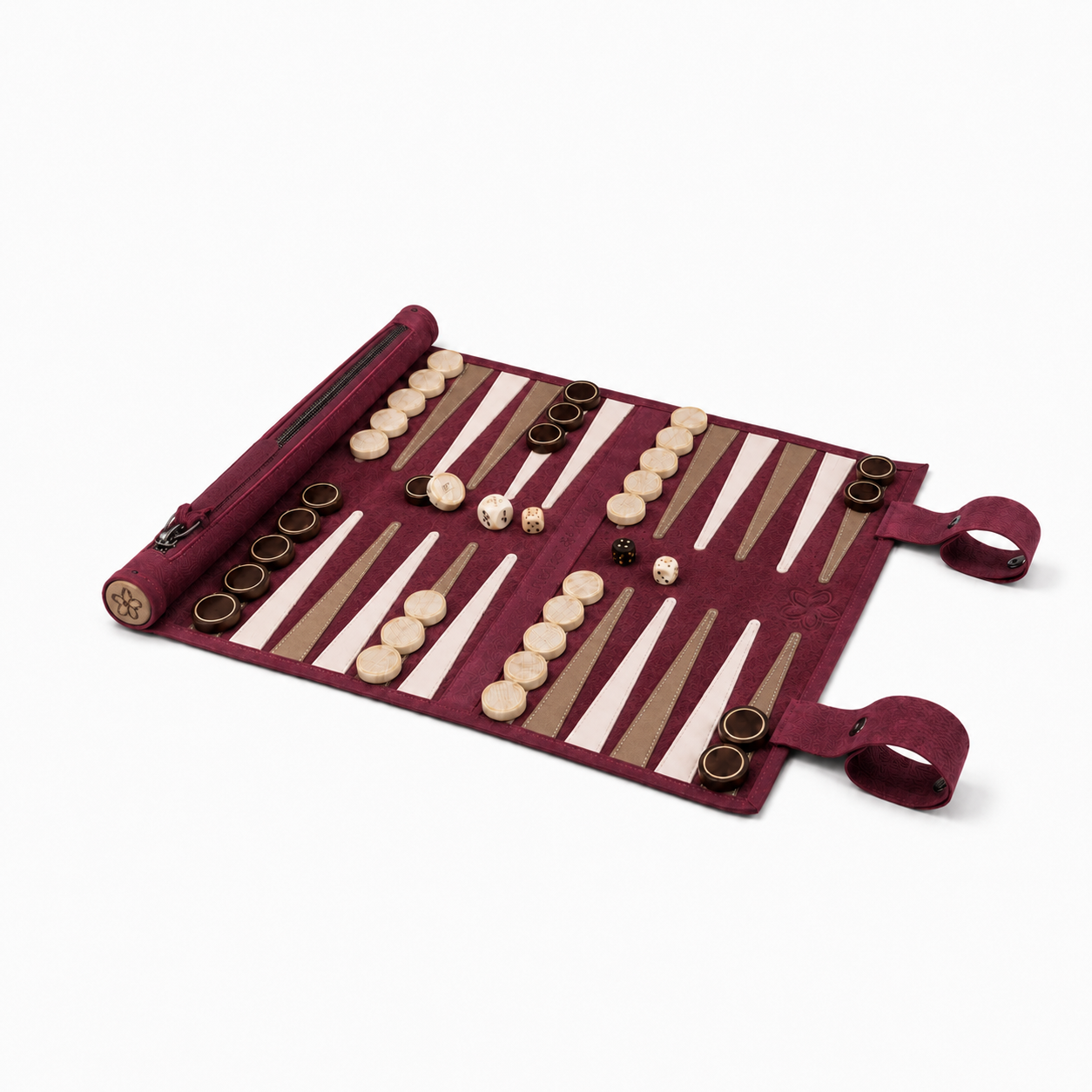 Roll up Leather Backgammon Set - Bordeaux