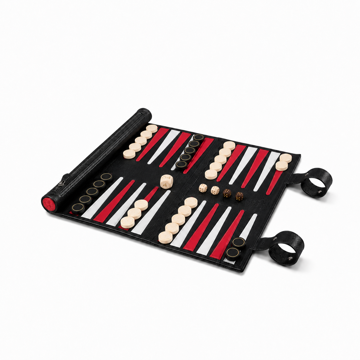 Roll up Leather Backgammon Set - Black Buffalo