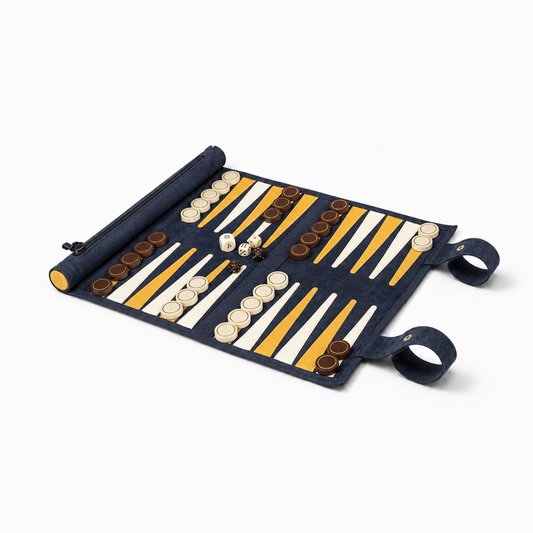 Leder Backgammon Roll-Up Set - Canarias