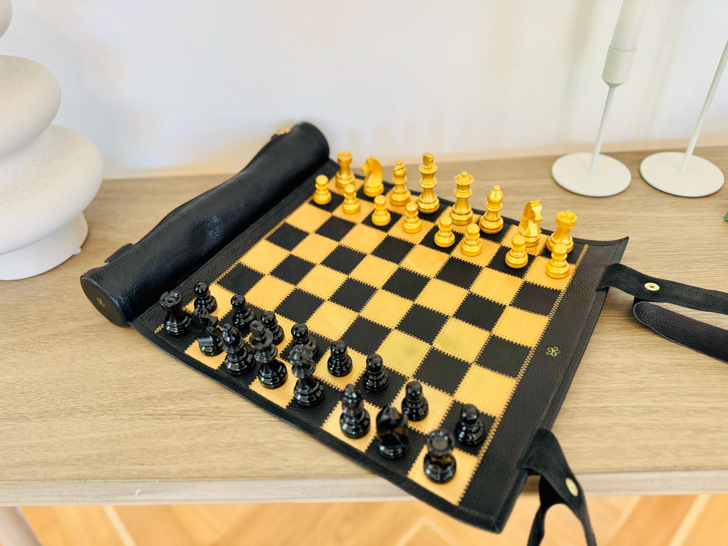 Roll Up Magnetic Leather Chess Set - Limited Edition "Pharaoh"
