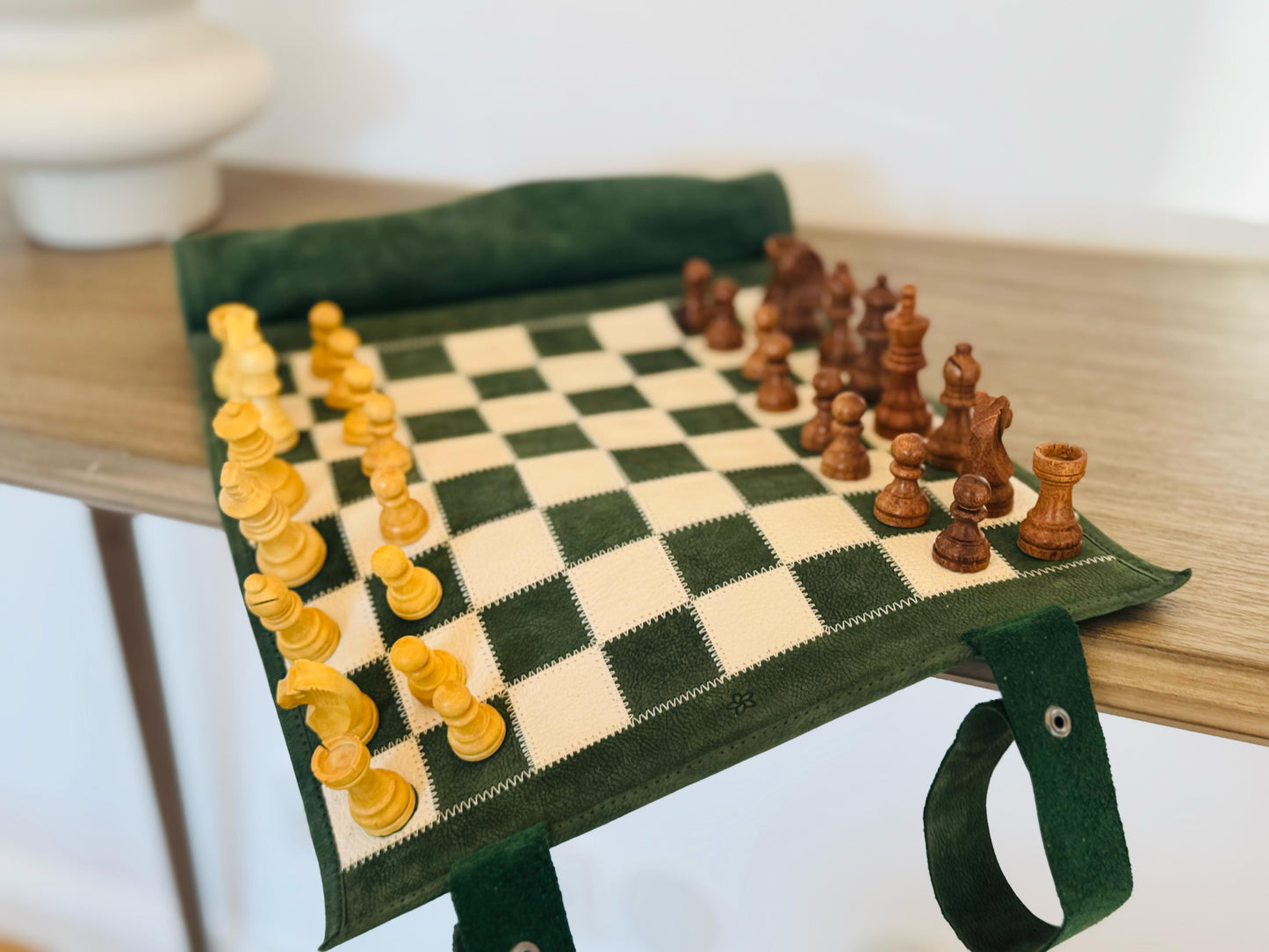Roll Up Magnetic Leather Chess Set - Celtics