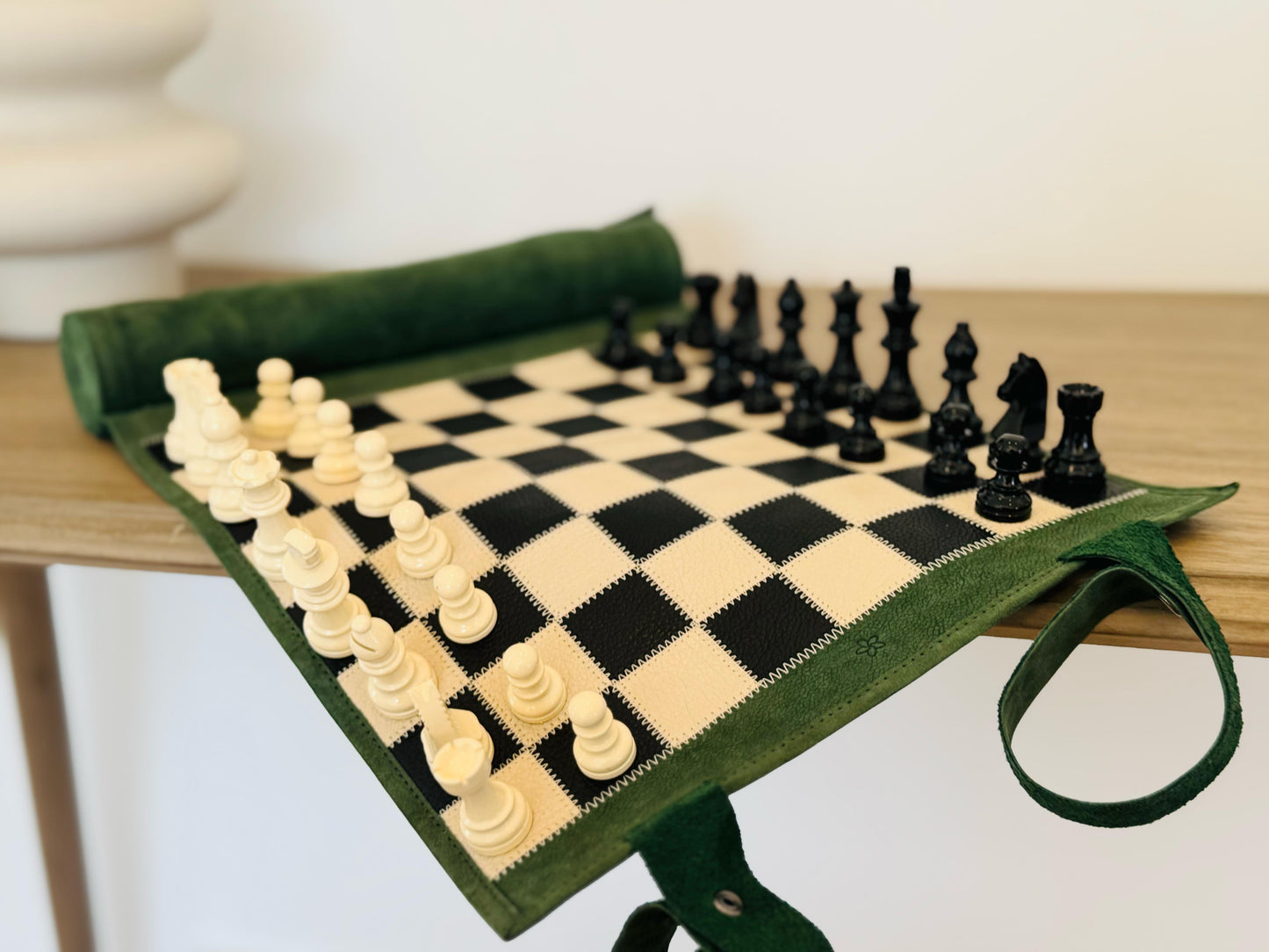 Roll Up Magnetic Leather Chess Set - Geneve
