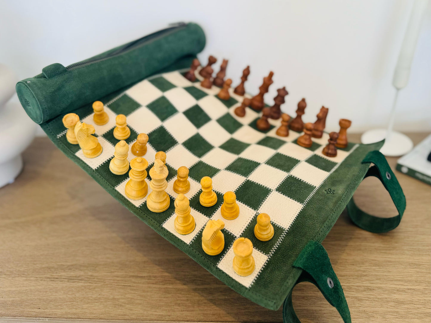 Roll Up Magnetic Leather Chess Set - Celtics