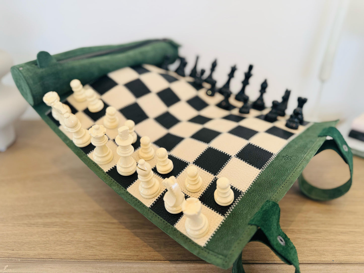 Roll Up Magnetic Leather Chess Set - Geneve