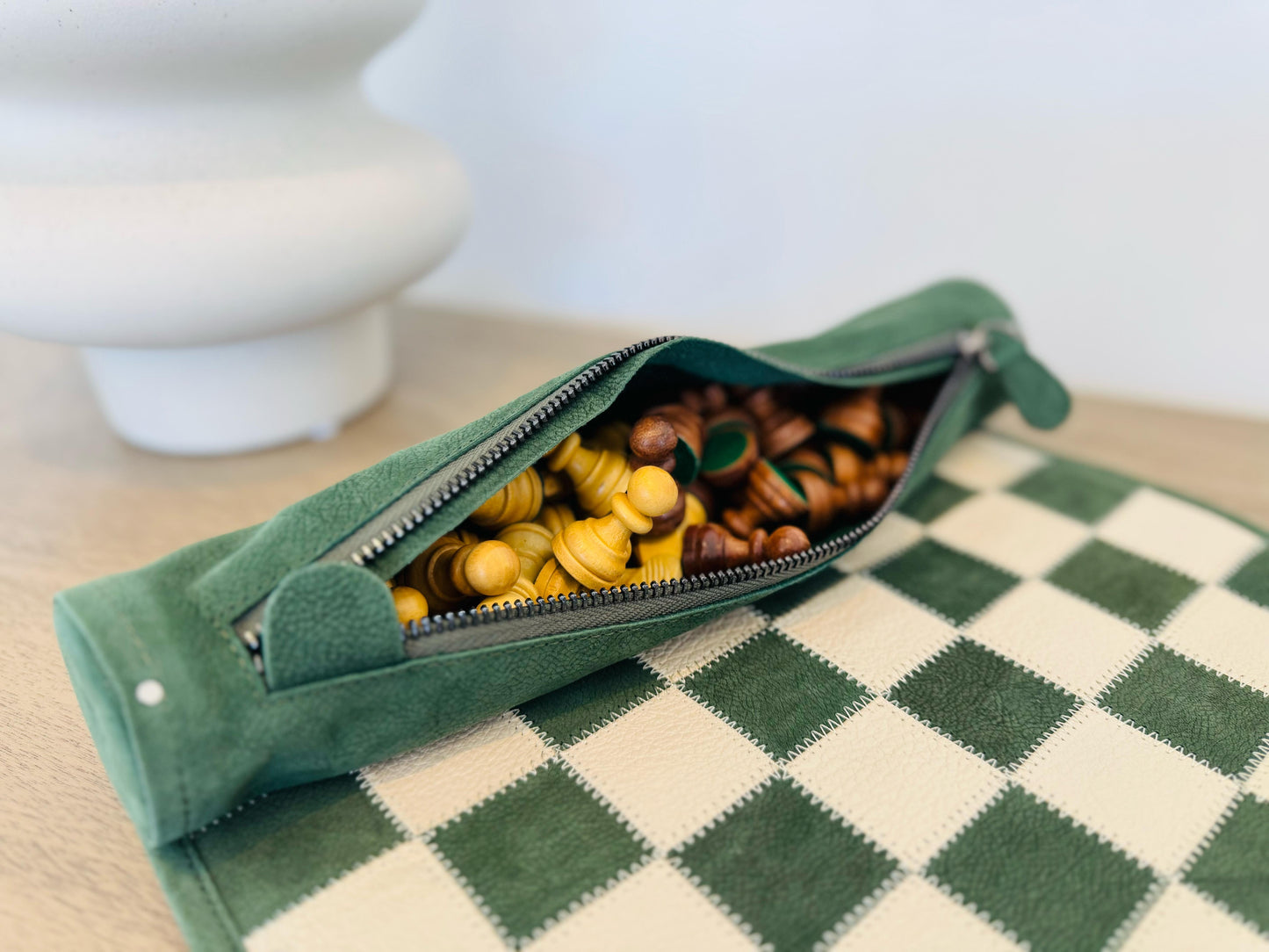 Roll Up Magnetic Leather Chess Set - Celtics