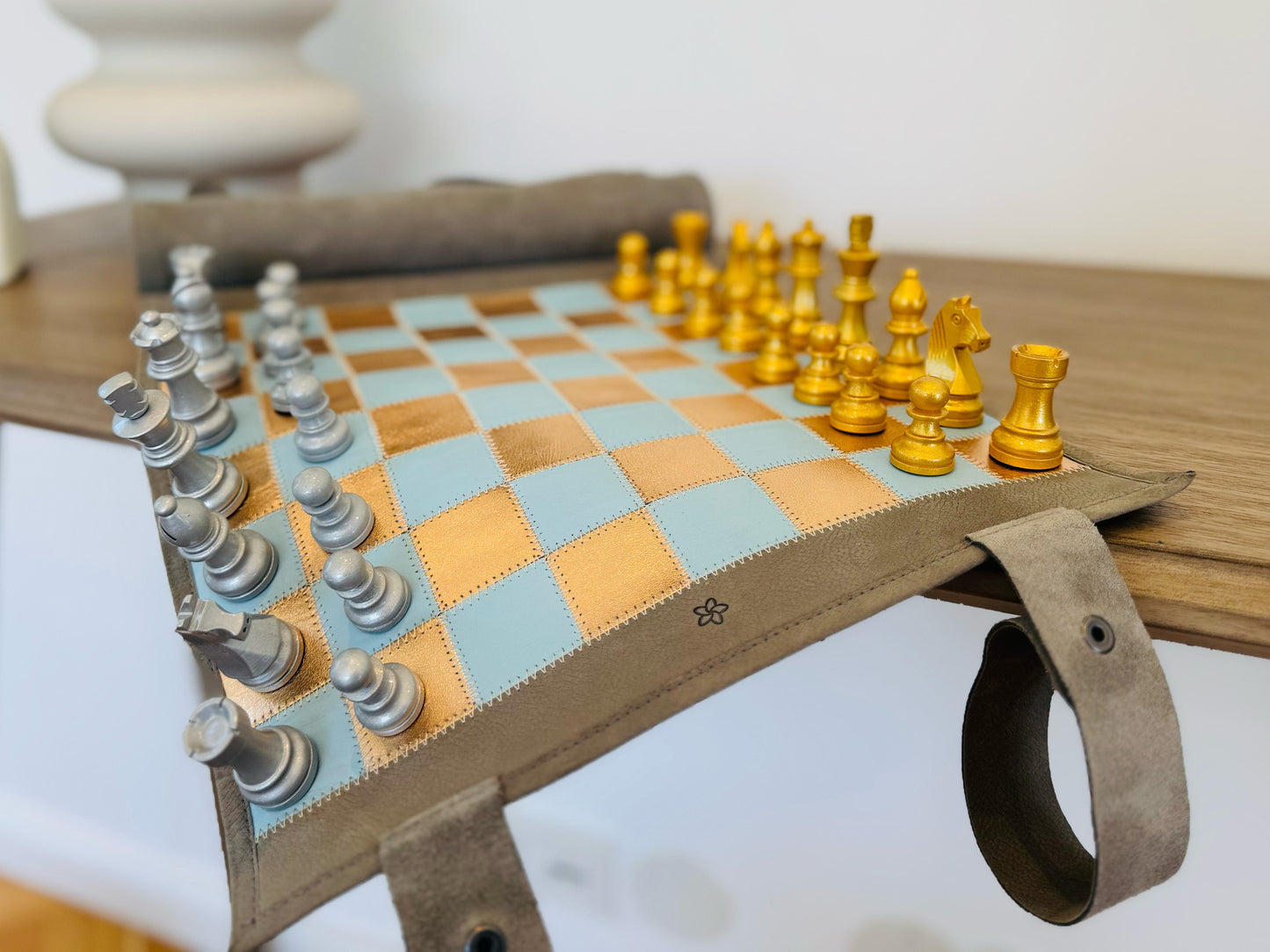 Roll Up Magnetic Leather Chess Set - Limited Edition "Champagne"
