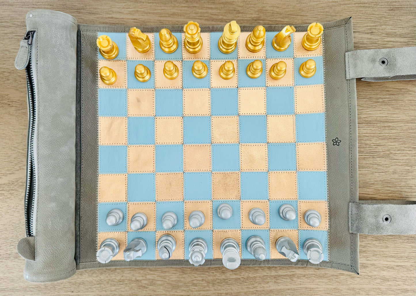 Roll Up Magnetic Leather Chess Set - Limited Edition "Champagne"