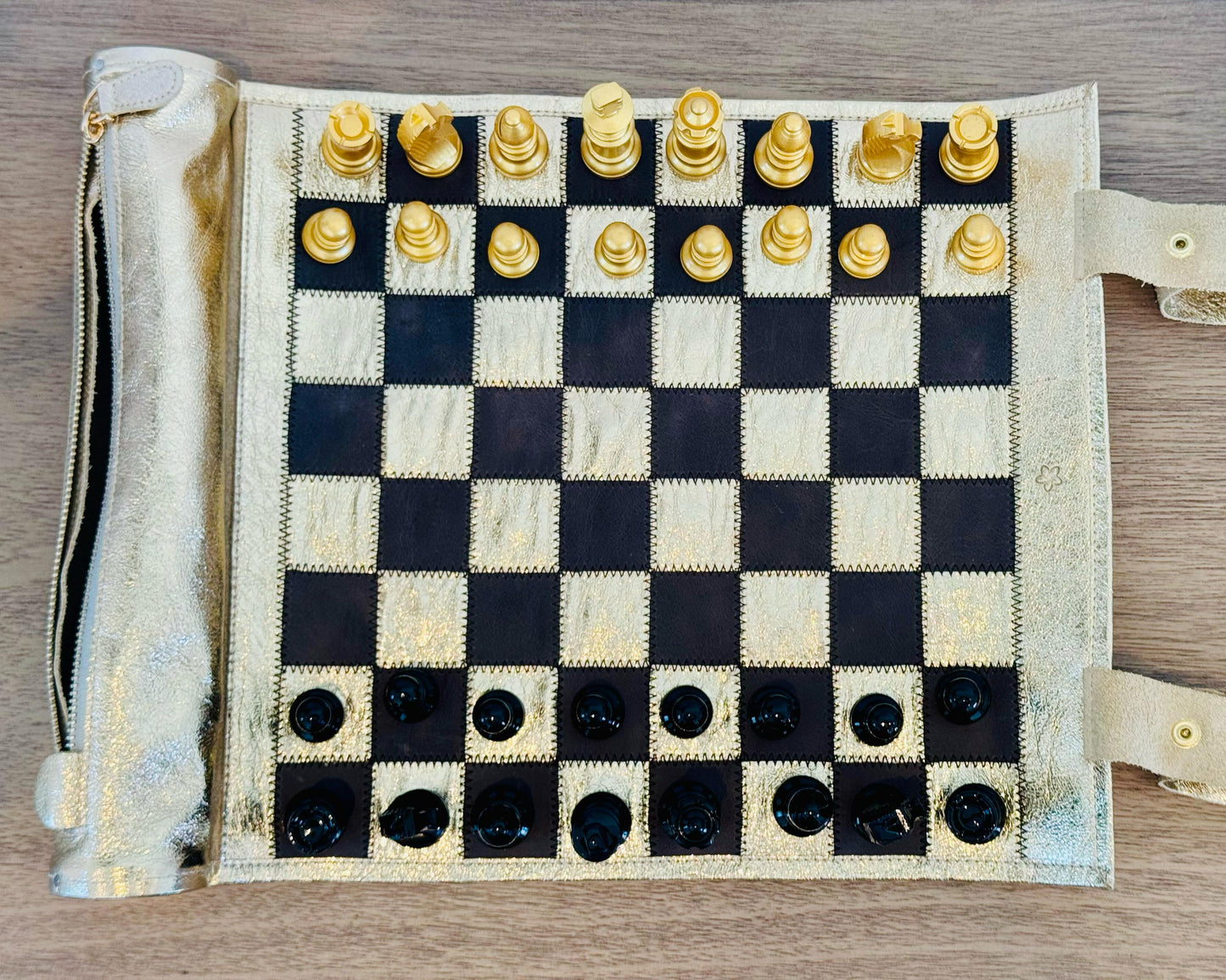 Roll Up Magnetic Leather Chess Set - Limited Edition "Cleopatra"