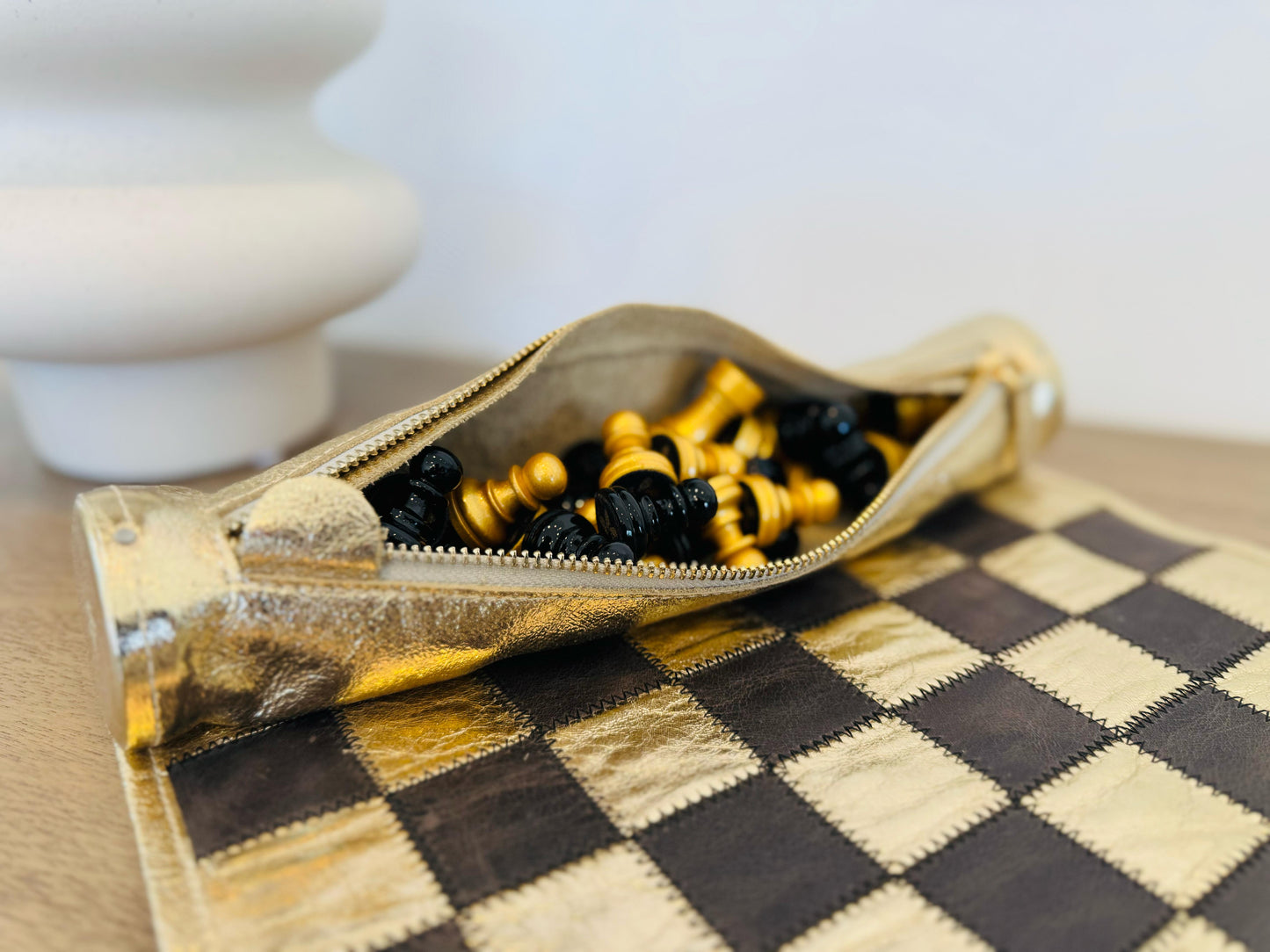 Roll Up Magnetic Leather Chess Set - Limited Edition "Cleopatra"