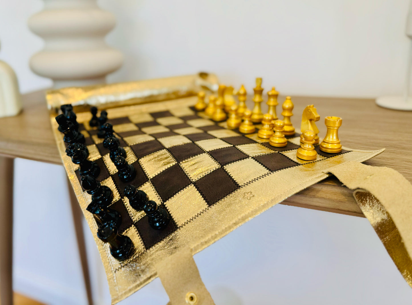 Roll Up Magnetic Leather Chess Set - Limited Edition "Cleopatra"