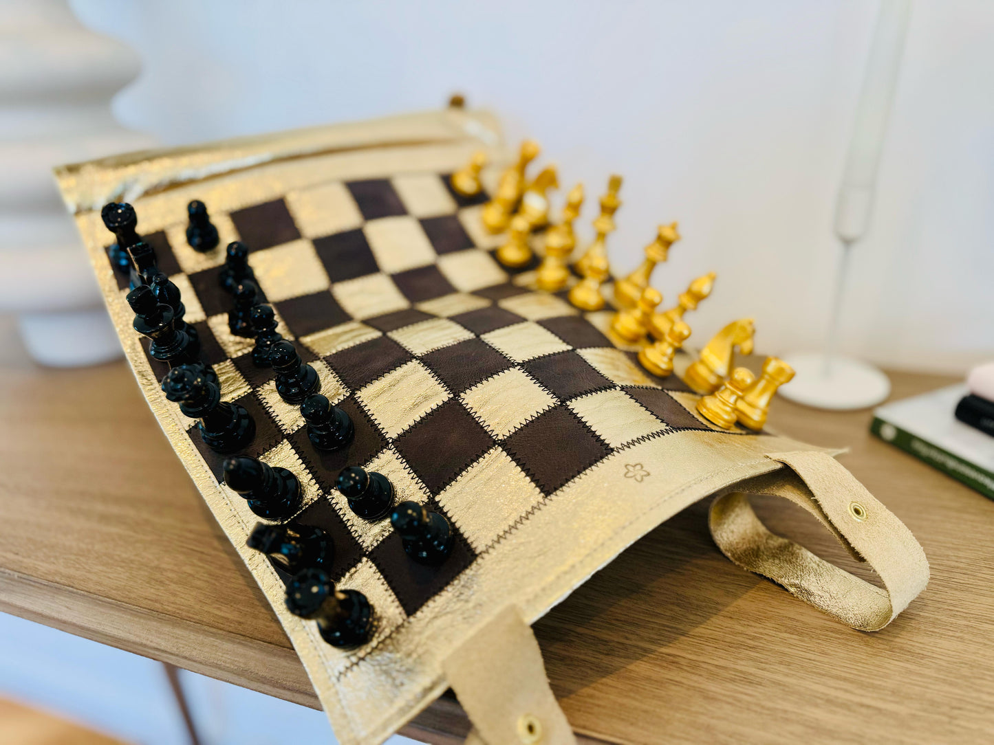 Roll Up Magnetic Leather Chess Set - Limited Edition "Cleopatra"