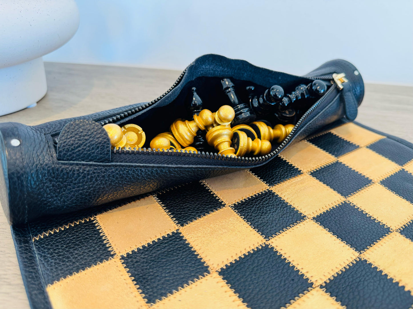 Roll Up Magnetic Leather Chess Set - Limited Edition "Pharaoh"