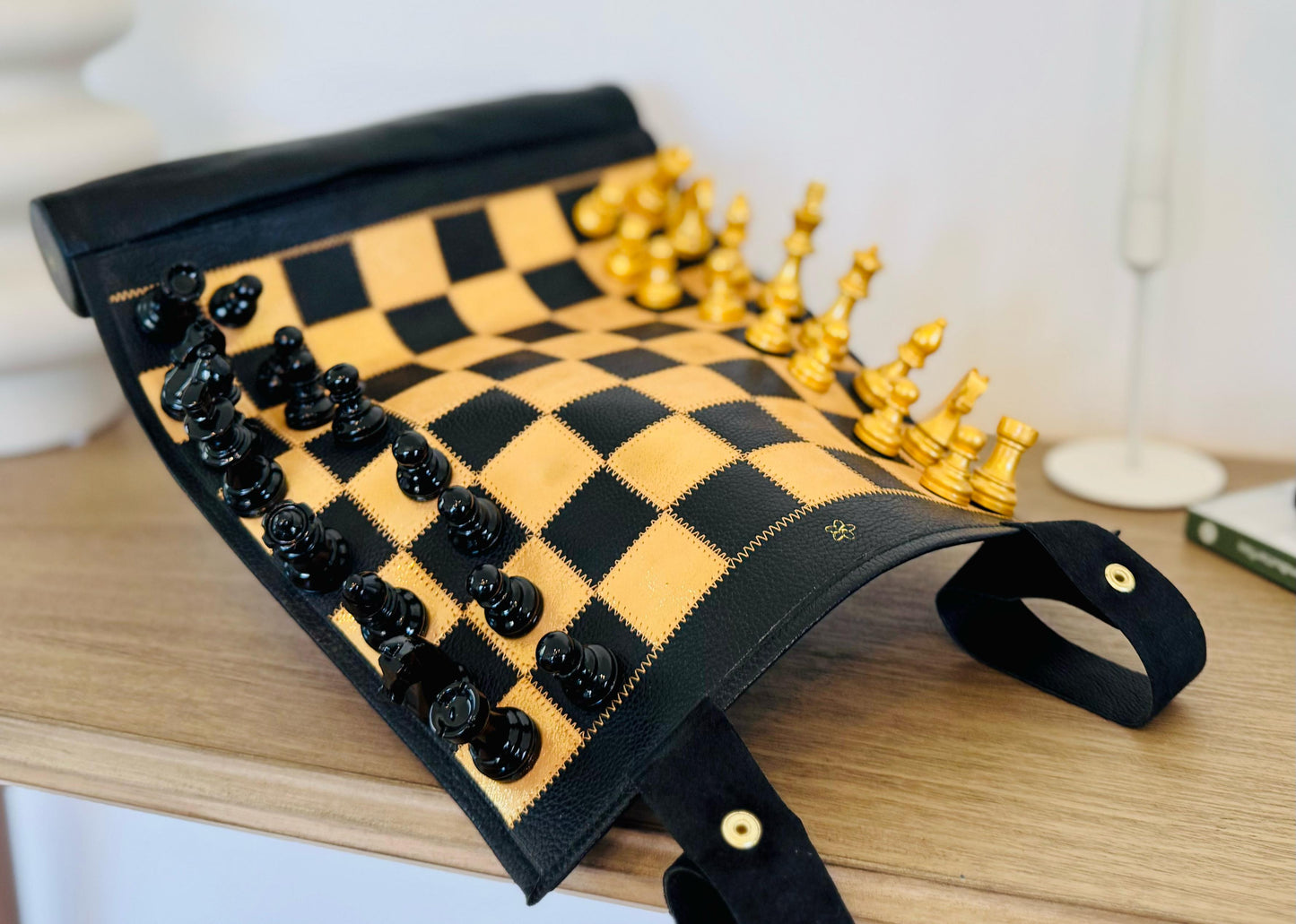 Roll Up Magnetic Leather Chess Set - Limited Edition "Pharaoh"
