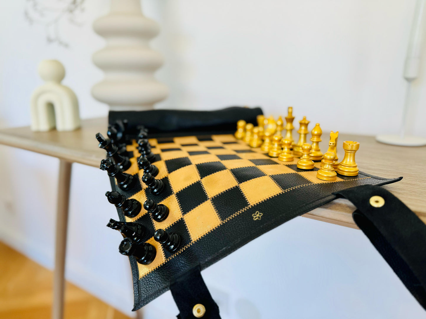 Roll Up Magnetic Leather Chess Set - Limited Edition "Pharaoh"