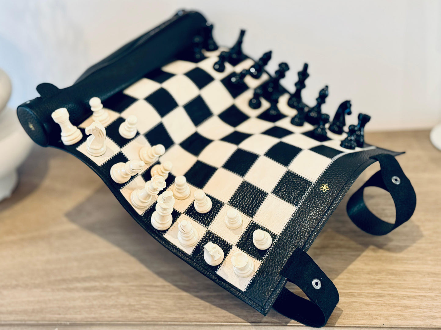 Roll Up Magnetic Leather Chess Set - Moonlight
