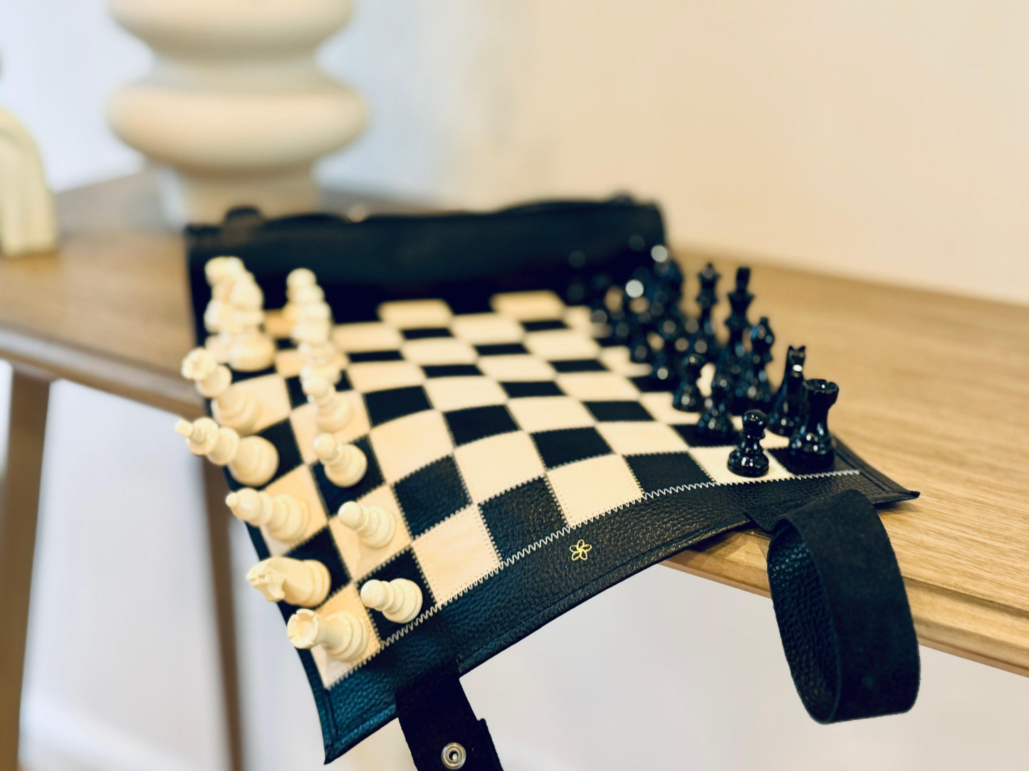 Roll Up Magnetic Leather Chess Set - Moonlight