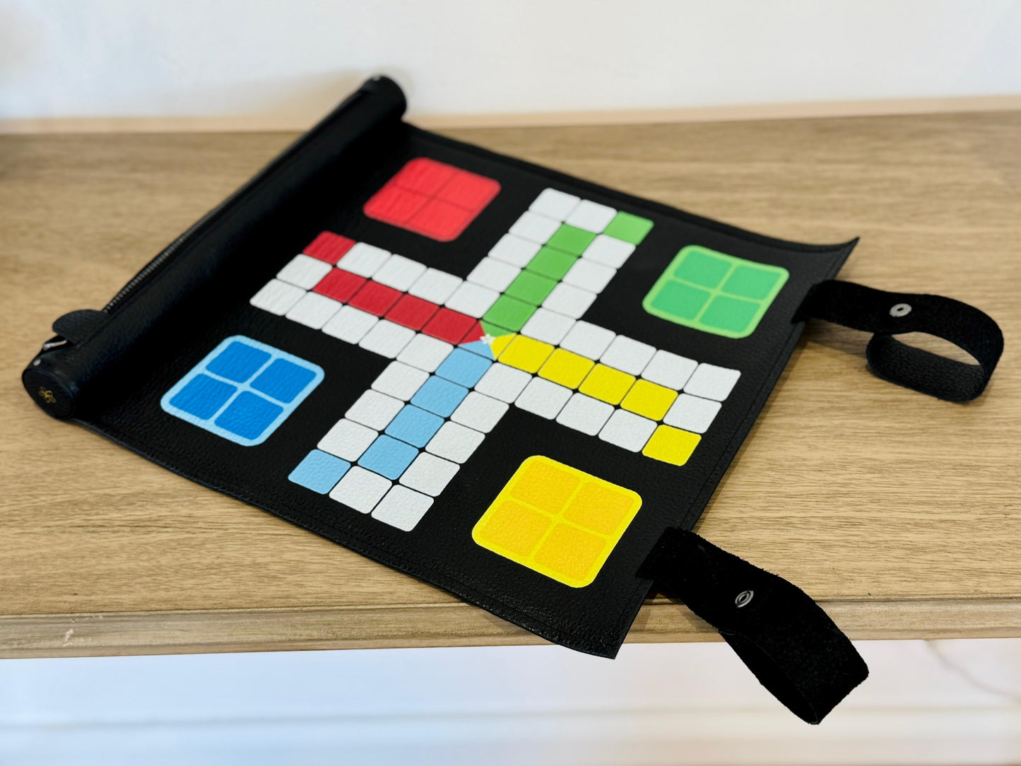 Ludo Set - Roll-up Leather Board