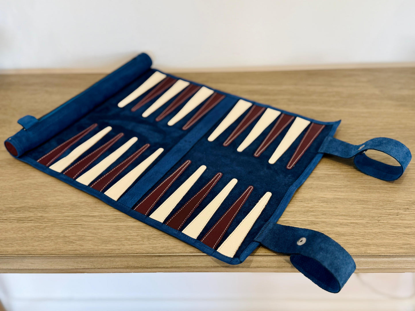 Roll up Leather Backgammon Set - Les Bleus