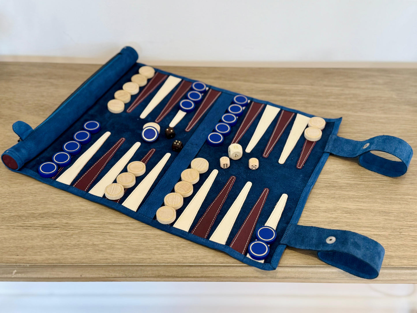 Roll up Leather Backgammon Set - Les Bleus