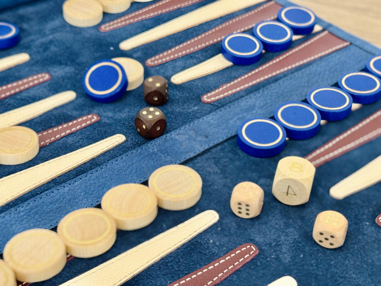 Roll up Leather Backgammon Set - Les Bleus