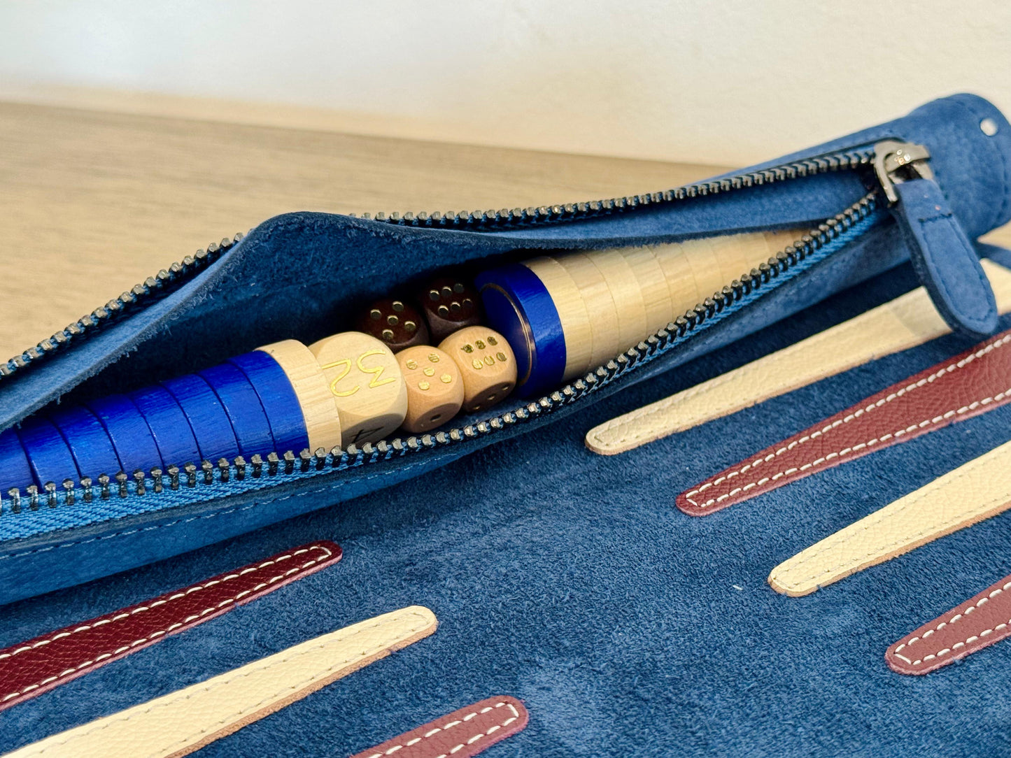 Roll up Leather Backgammon Set - Les Bleus