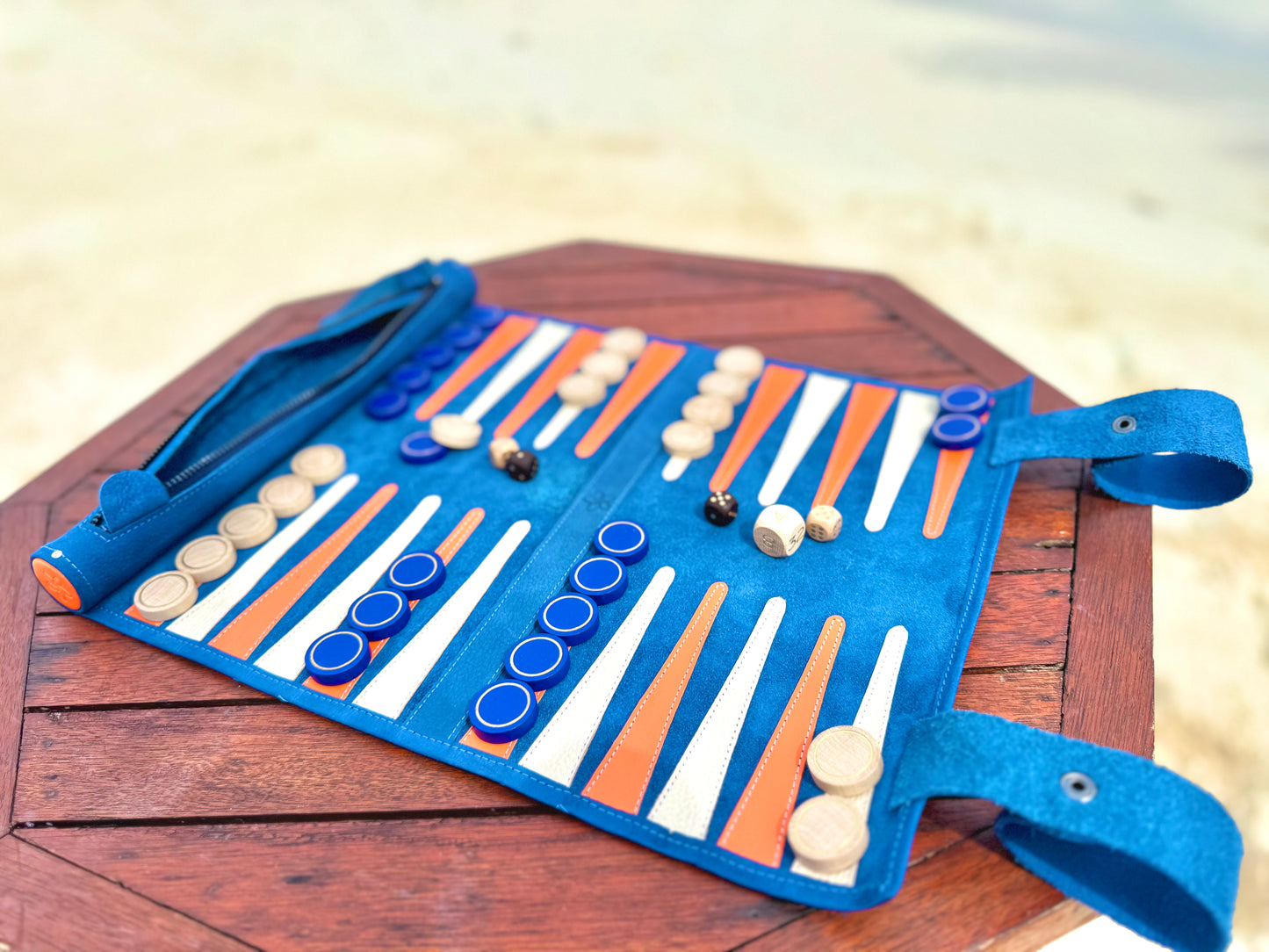 Roll up Leather Backgammon Set - Tropicana
