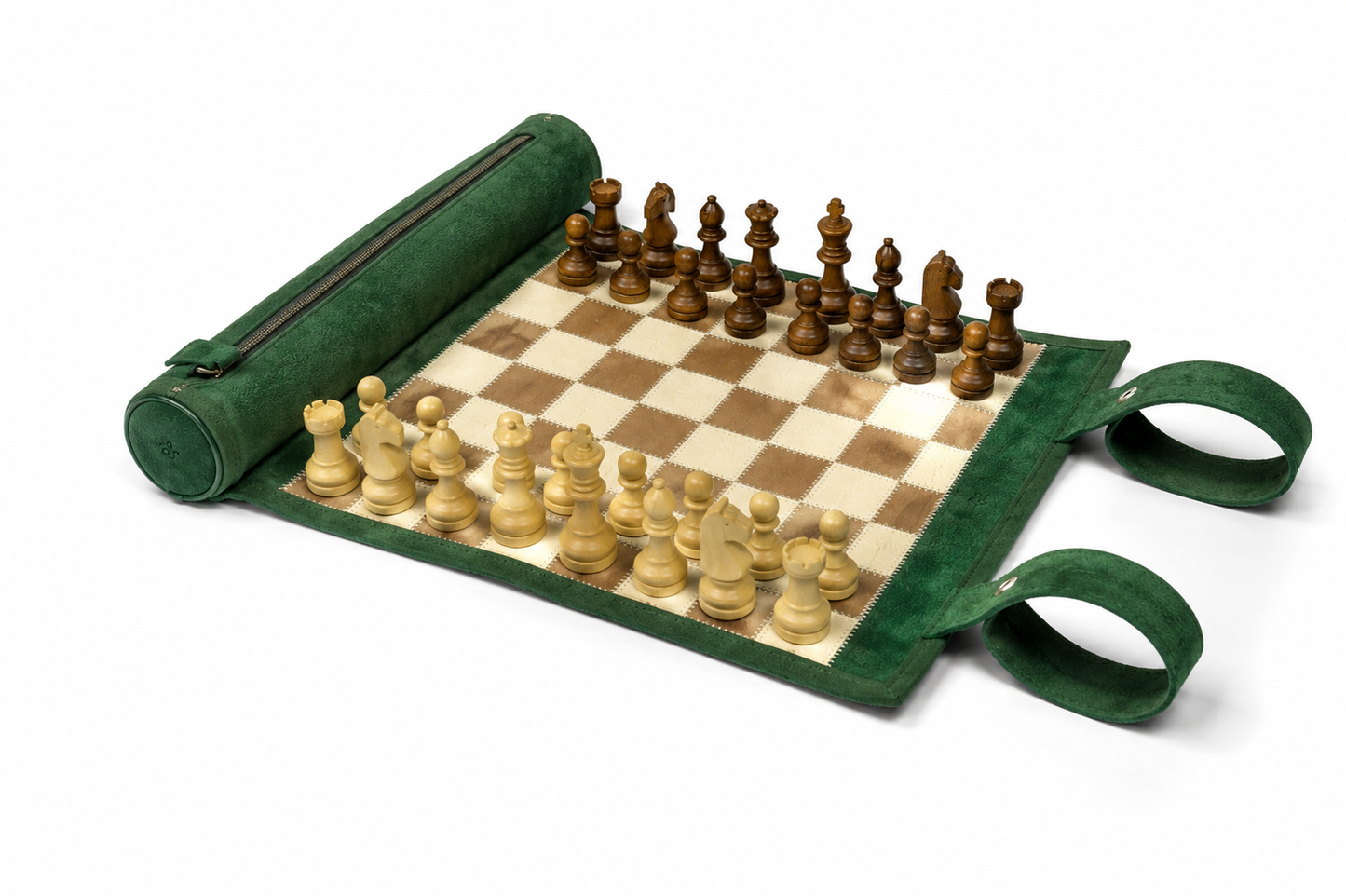 Roll Up Magnetisches Leder Schachset - Grande Dame