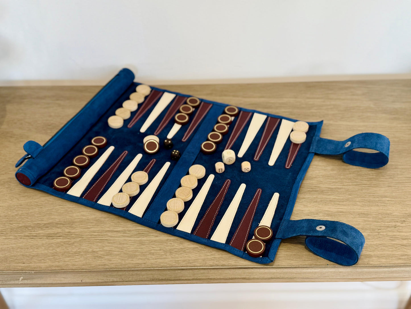 Roll up Leather Backgammon Set - Les Bleus