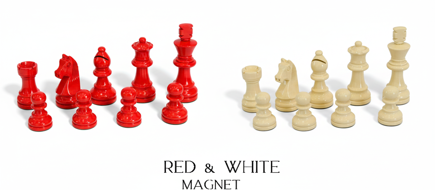 Optional red and ivory handcrafted wooden chess pieces