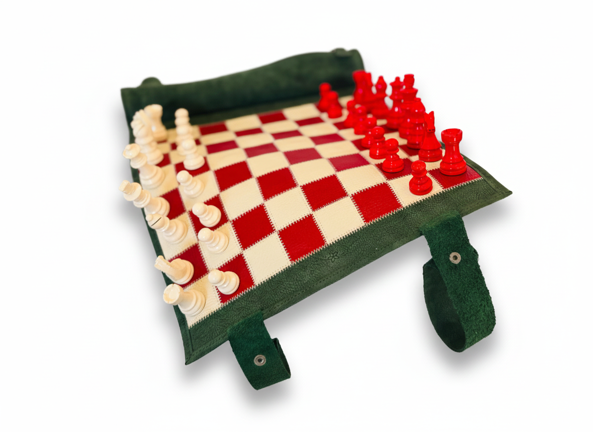 Roll Up Magnetic Leather Chess Set - Bella Italia