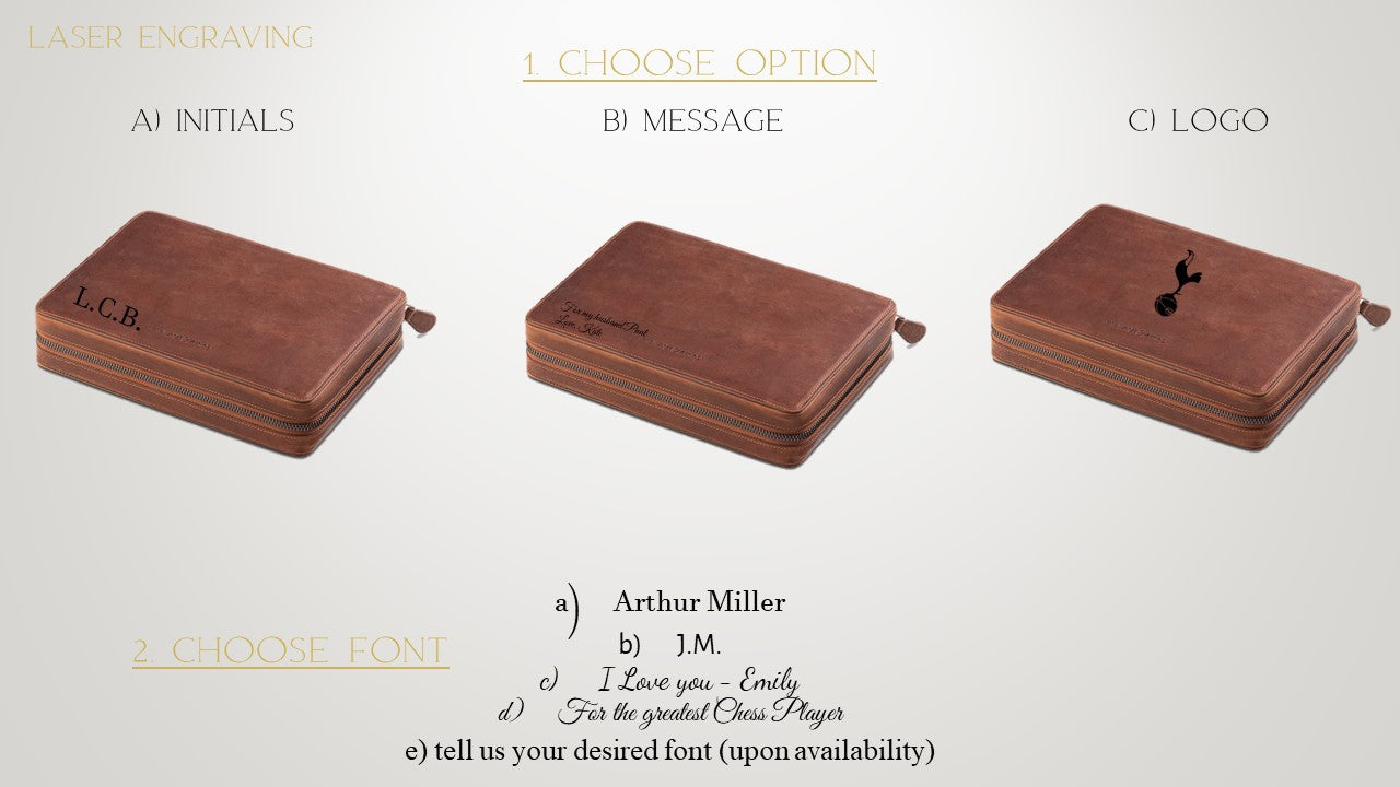 Backgammon Deluxe Foldable Leather Set - Tobacco