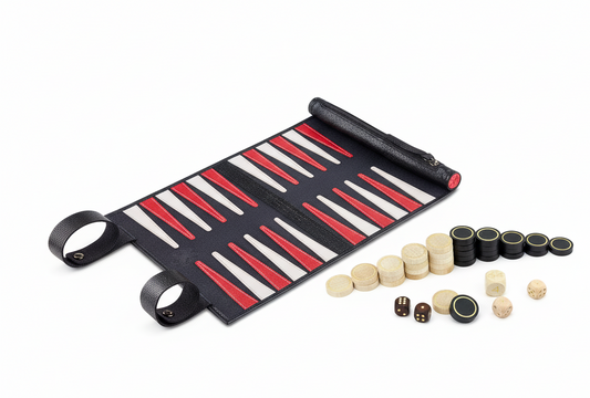 Roll up Leather Backgammon Set - Black Buffalo