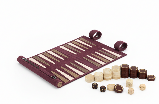 Roll up Leather Backgammon Set - Bordeaux
