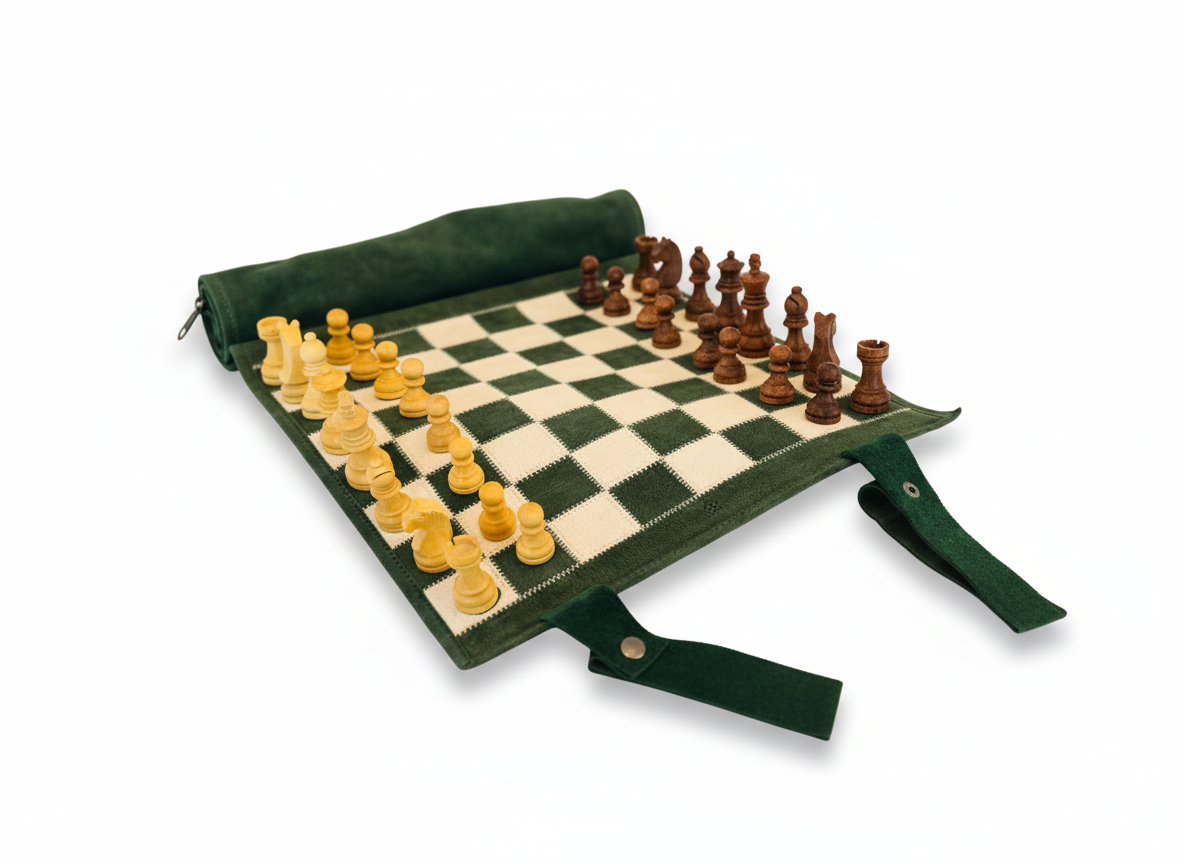 Roll Up Magnetic Leather Chess Set - Celtics