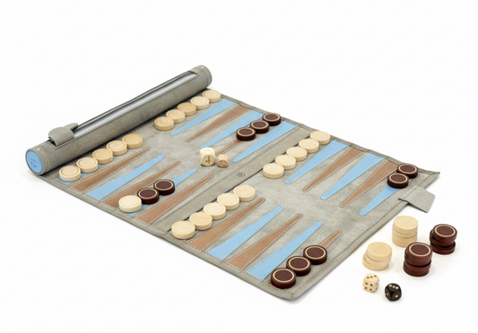 Roll up Leather Backgammon Set - Champagne