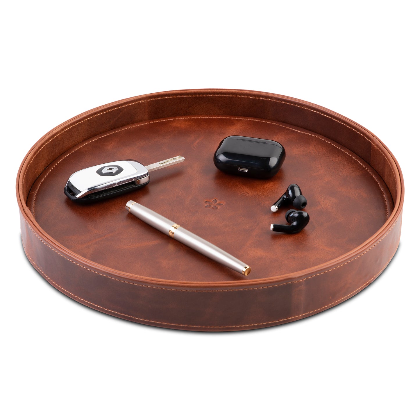 Full Leather Tray - Round Tablet