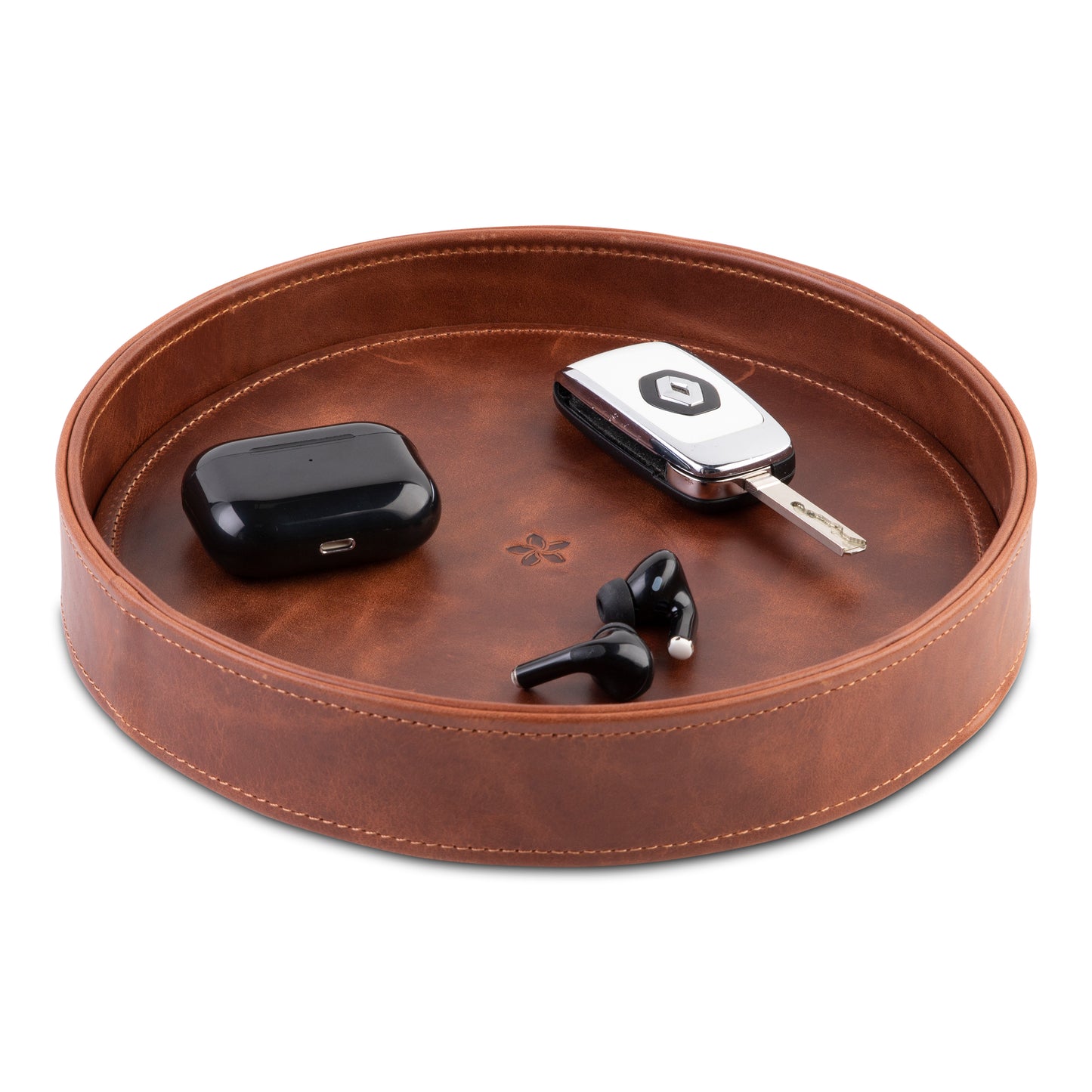 Full Leather Tray - Round Tablet